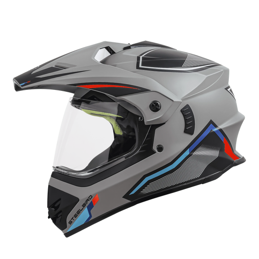 STEELBIRD Sbh 13 Racer Grey Red Off Road Helmet