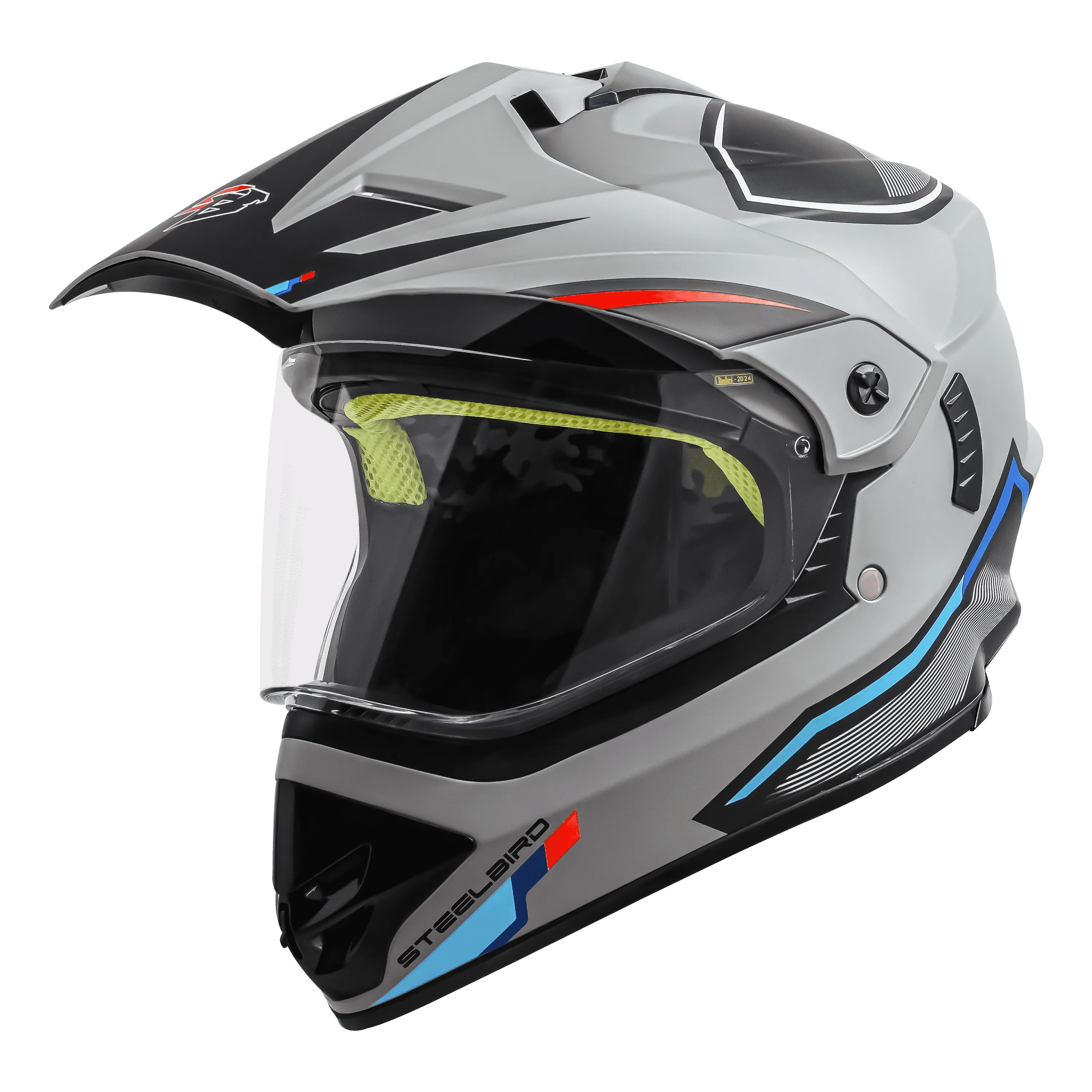 STEELBIRD Sbh 13 Racer Titanium Grey Red Off Road Helmet