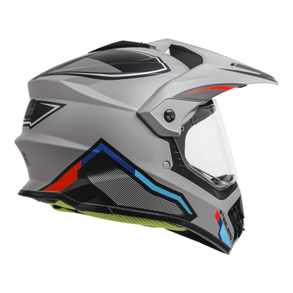 STEELBIRD Sbh 13 Racer Titanium Grey Red Off Road Helmet