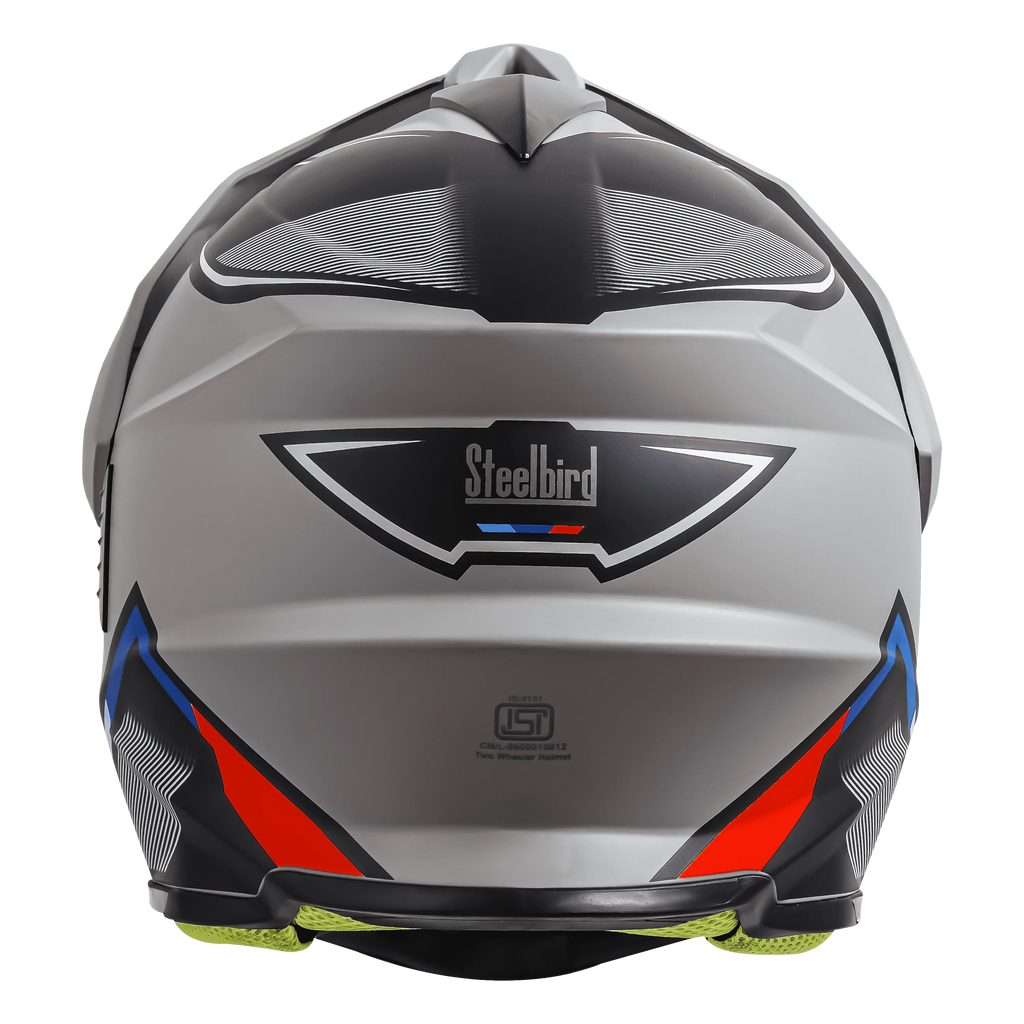 STEELBIRD Sbh 13 Racer Titanium Grey Red Off Road Helmet