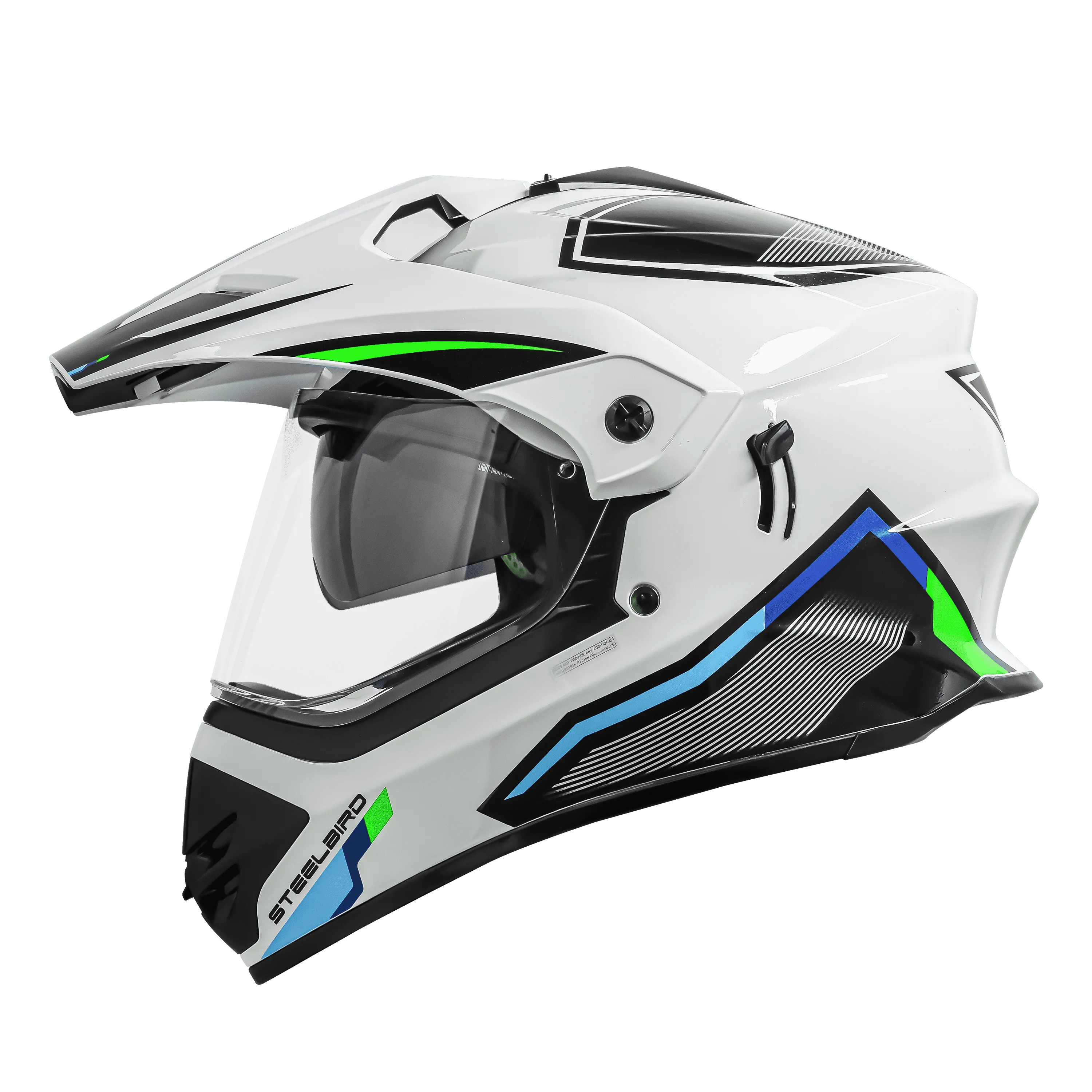STEELBIRD Sbh 13 Racer White Green Full Face Helmet