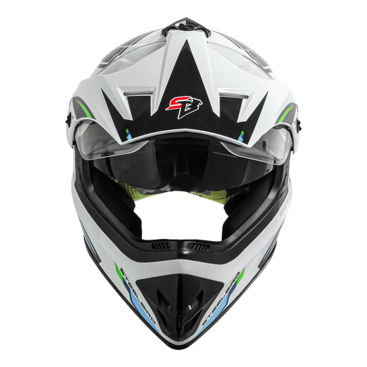 STEELBIRD Sbh 13 Racer White Green Full Face Helmet