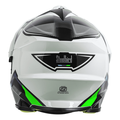 STEELBIRD Sbh 13 Racer White Green Full Face Helmet