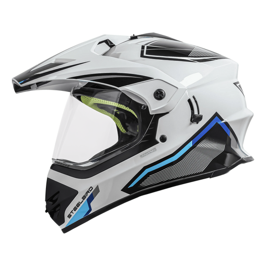 STEELBIRD Sbh 13 Racer White Grey Off Road Helmet