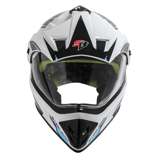 STEELBIRD Sbh 13 Racer White Grey Off Road Helmet