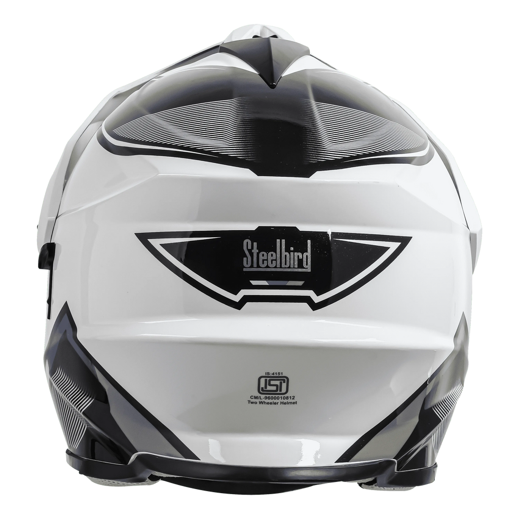 STEELBIRD Sbh 13 Racer White Grey Off Road Helmet