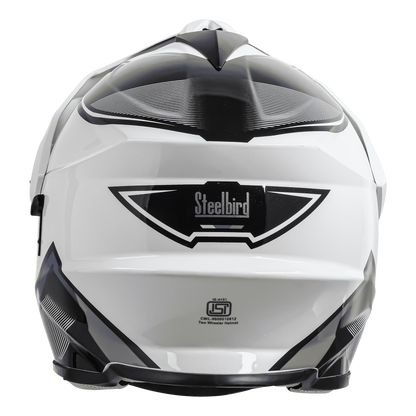 STEELBIRD Sbh 13 Racer White Grey Off Road Helmet