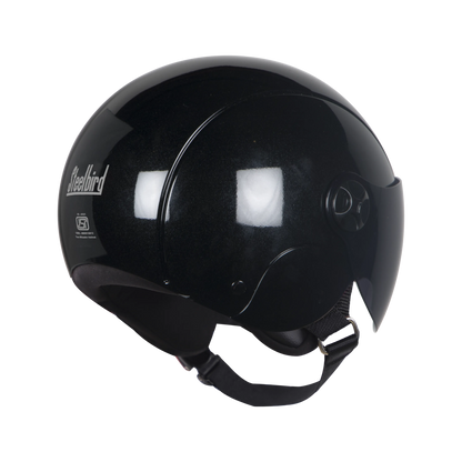 STEELBIRD Sbh 16 Rex Glossy Black Half Face Helmet