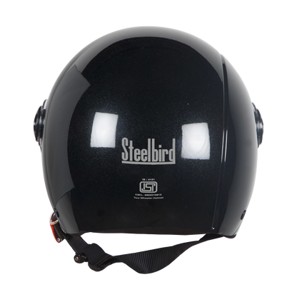 STEELBIRD Sbh 16 Rex Glossy Black Half Face Helmet