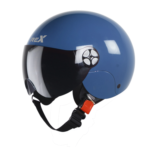 STEELBIRD Sbh 16 Rex Glossy Blue Half Face Helmet