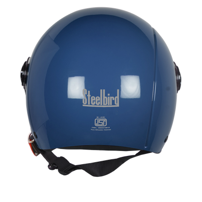 STEELBIRD Sbh 16 Rex Glossy Blue Half Face Helmet