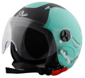 STEELBIRD Sbh 16 Skip Toad Grn Blk Half Face Helmet