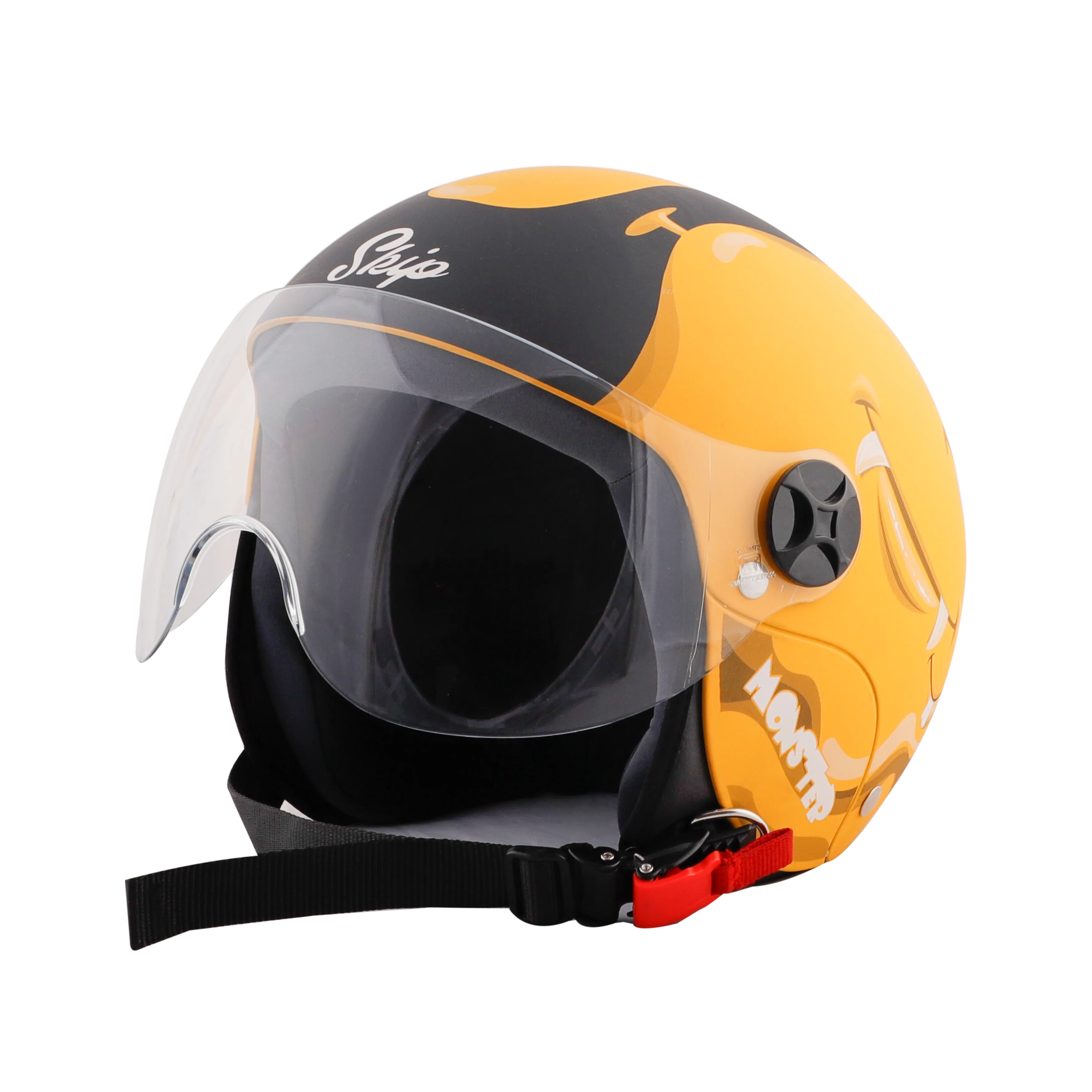 STEELBIRD Sbh 16 Skip Toad Yellow Blk Half Face Helmet