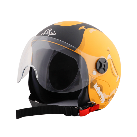 STEELBIRD Sbh 16 Skip Toad Yellow Blk Half Face Helmet