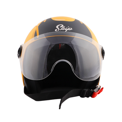 STEELBIRD Sbh 16 Skip Toad Yellow Blk Half Face Helmet