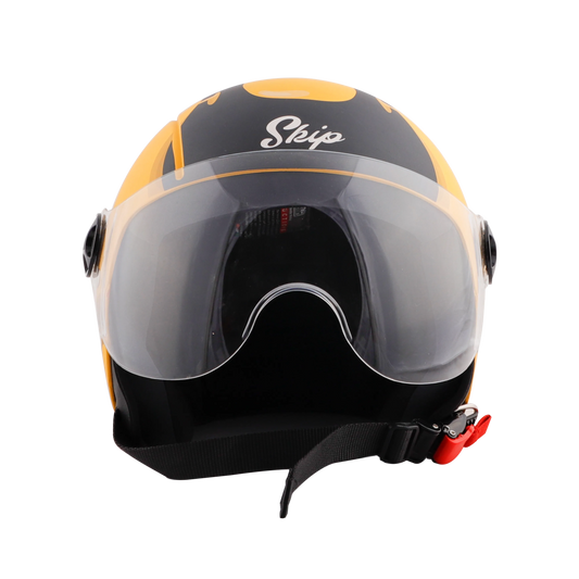STEELBIRD Sbh 16 Skip Toad Yellow Blk Half Face Helmet