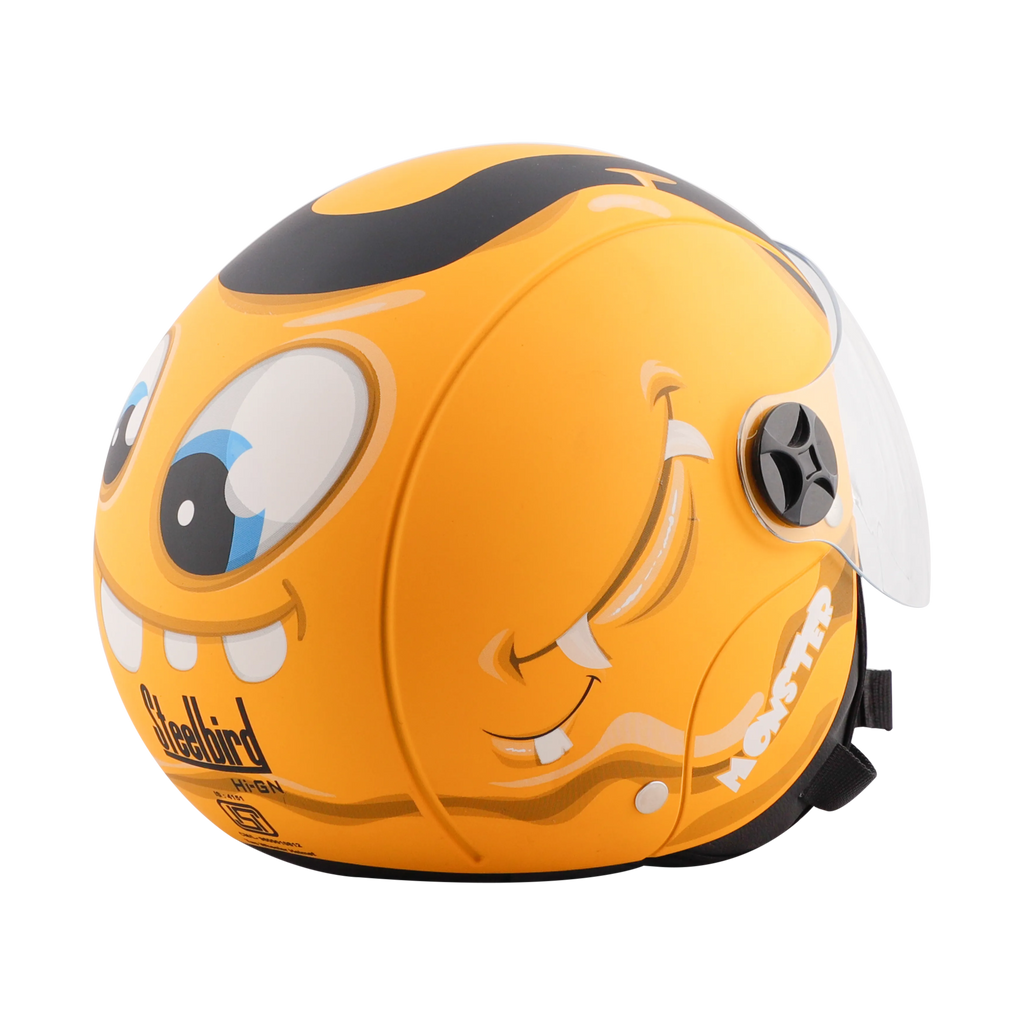STEELBIRD Sbh 16 Skip Toad Yellow Blk Half Face Helmet