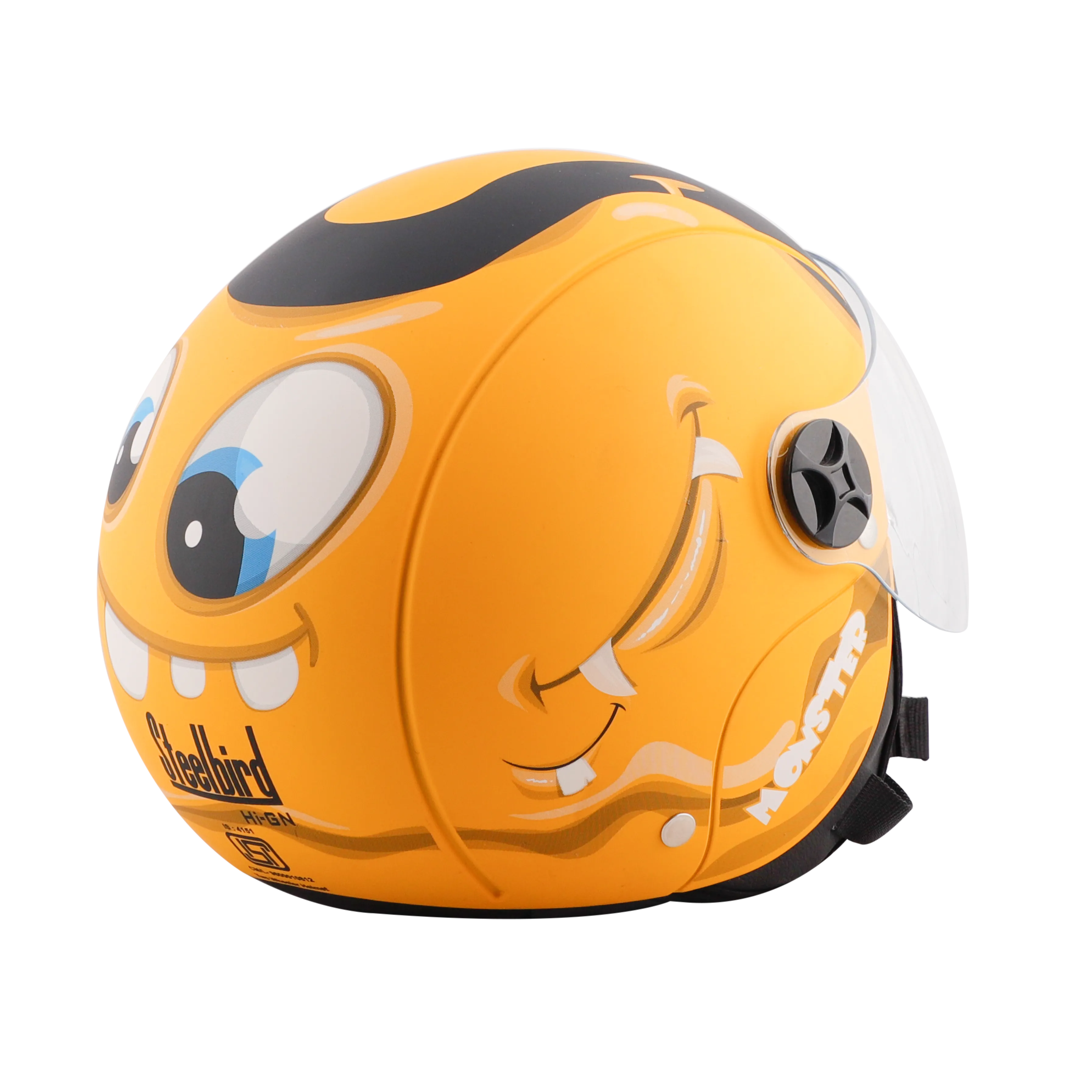 STEELBIRD Sbh 16 Skip Toad Yellow Blk Half Face Helmet