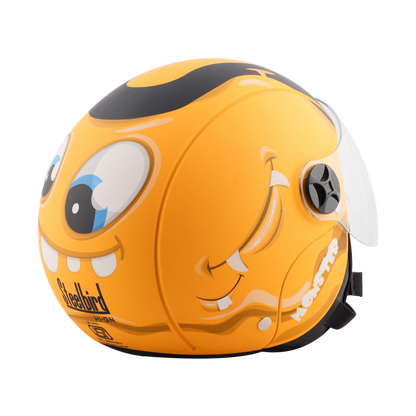 STEELBIRD Sbh 16 Skip Toad Yellow Blk Half Face Helmet