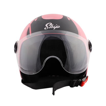 STEELBIRD Sbh 16 Toad Pink Black Md Half Face Helmet