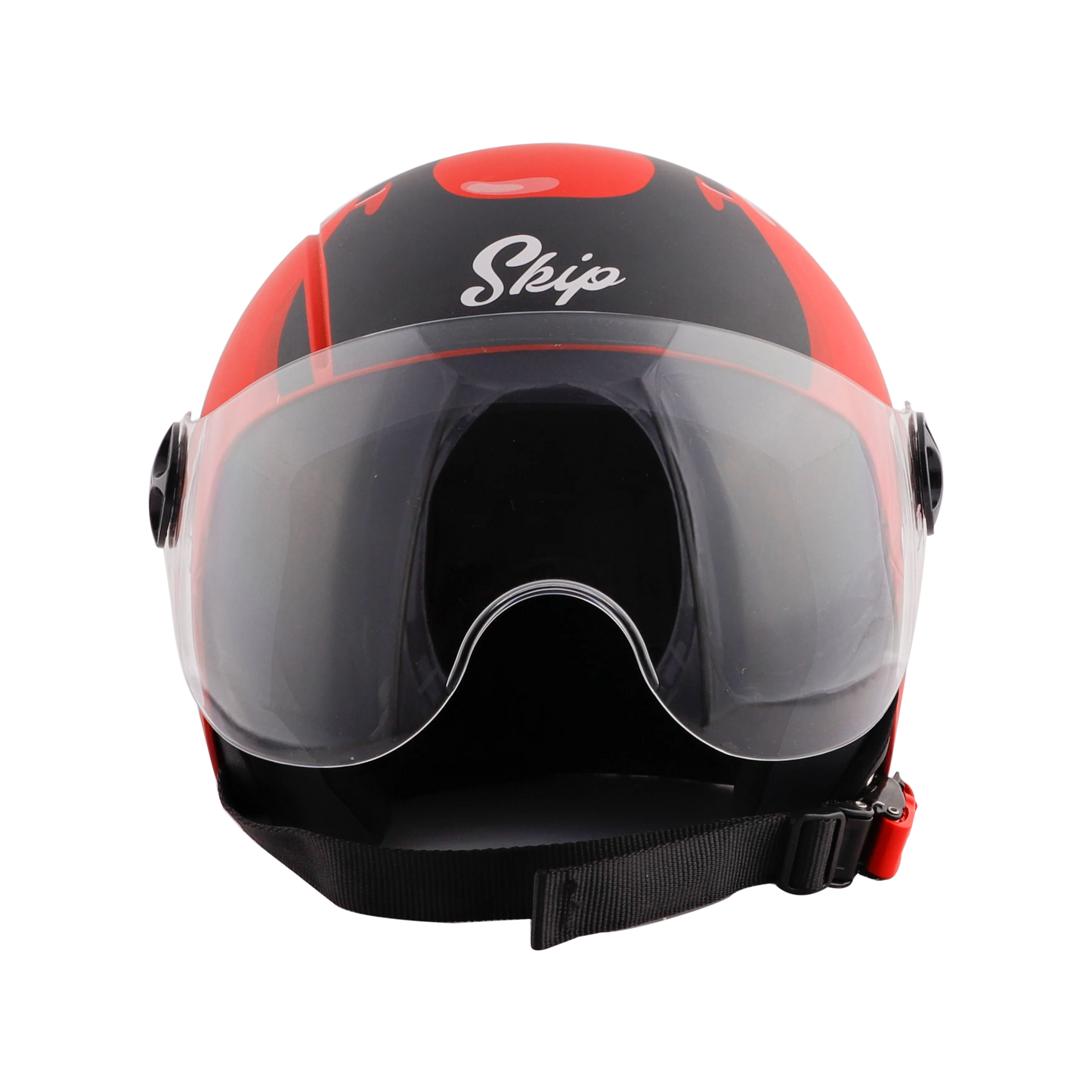 STEELBIRD Sbh 16 Toad Red Black Half Face Helmet