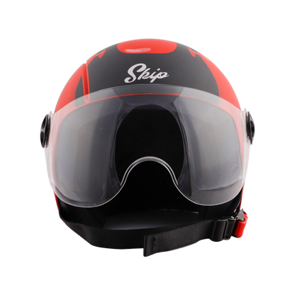 STEELBIRD Sbh 16 Toad Red Black Half Face Helmet
