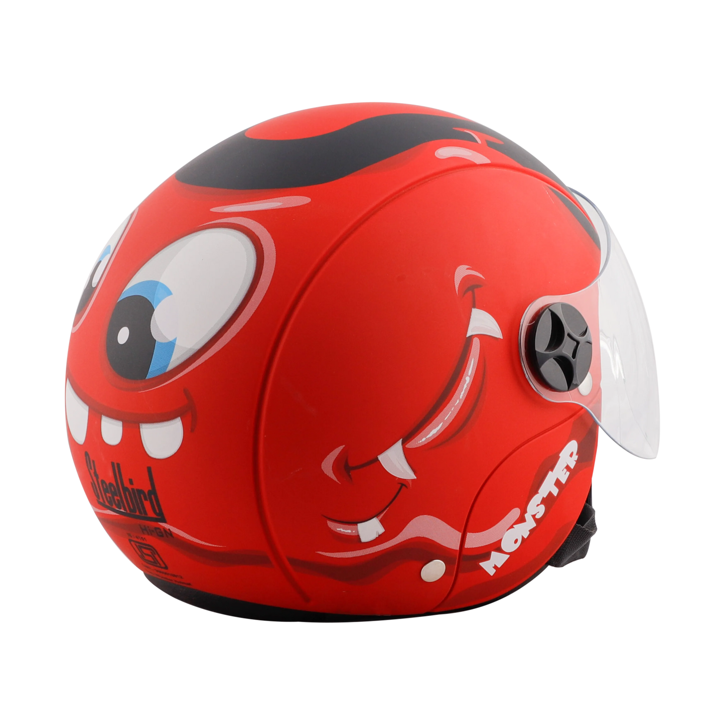 STEELBIRD Sbh 16 Toad Red Black Half Face Helmet