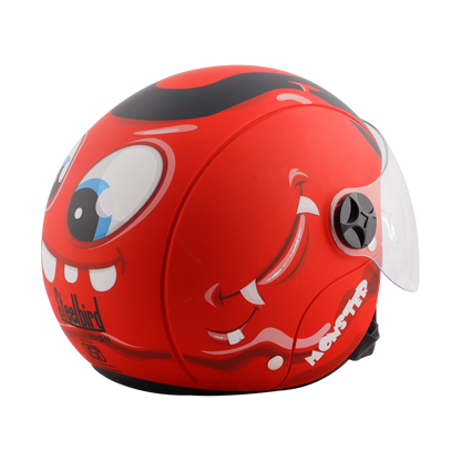 STEELBIRD Sbh 16 Toad Red Black Half Face Helmet