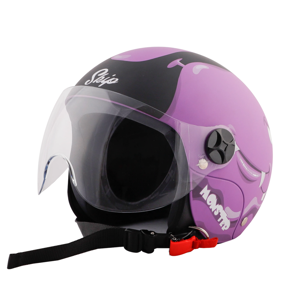 STEELBIRD Sbh 16 Toad Violet Black Half Face Helmet