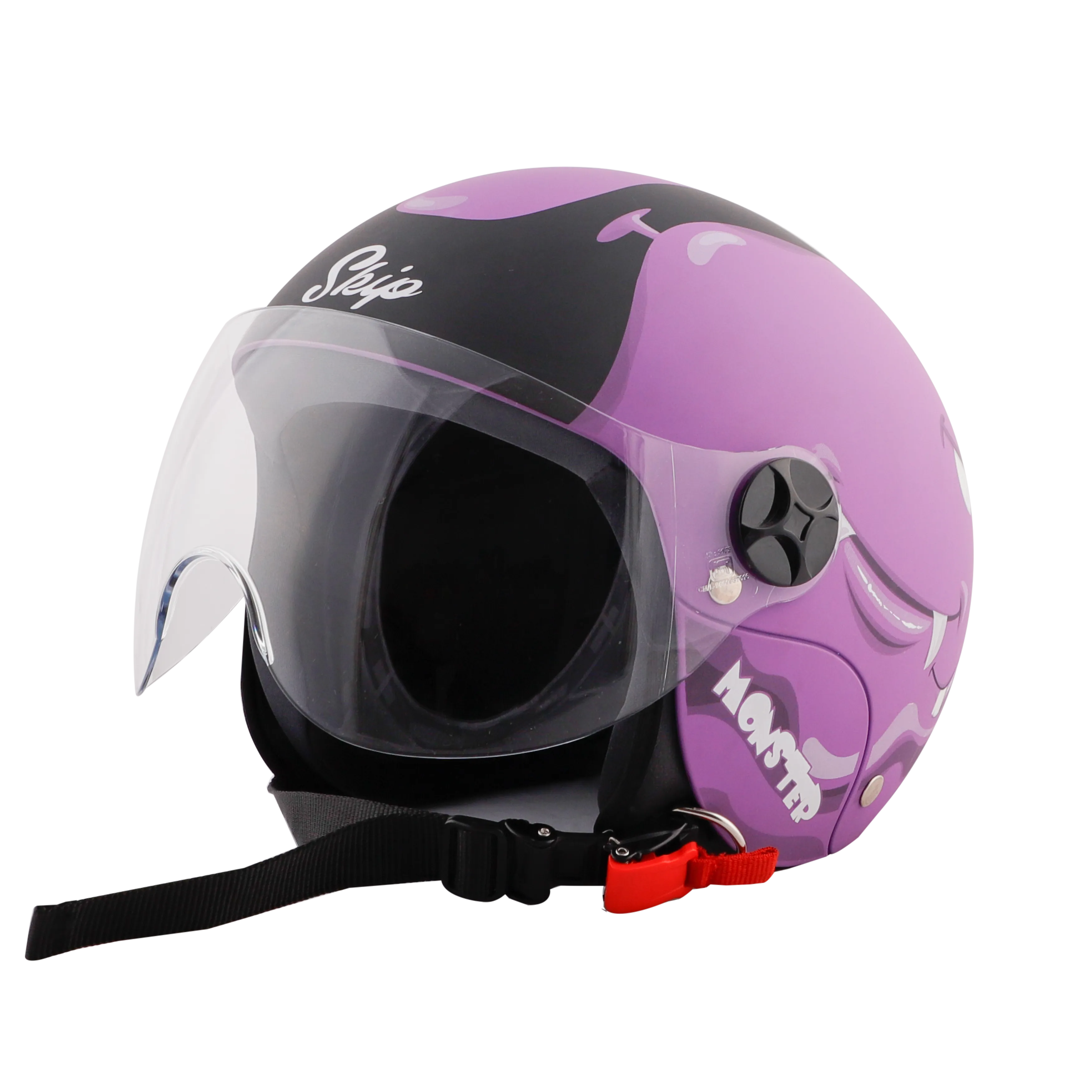 STEELBIRD Sbh 16 Toad Violet Black Half Face Helmet