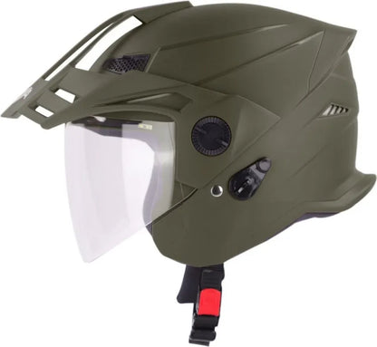 STEELBIRD Sbh 23 Ava Dashing B Greenp Cap 580Mm C Half Face Helmet