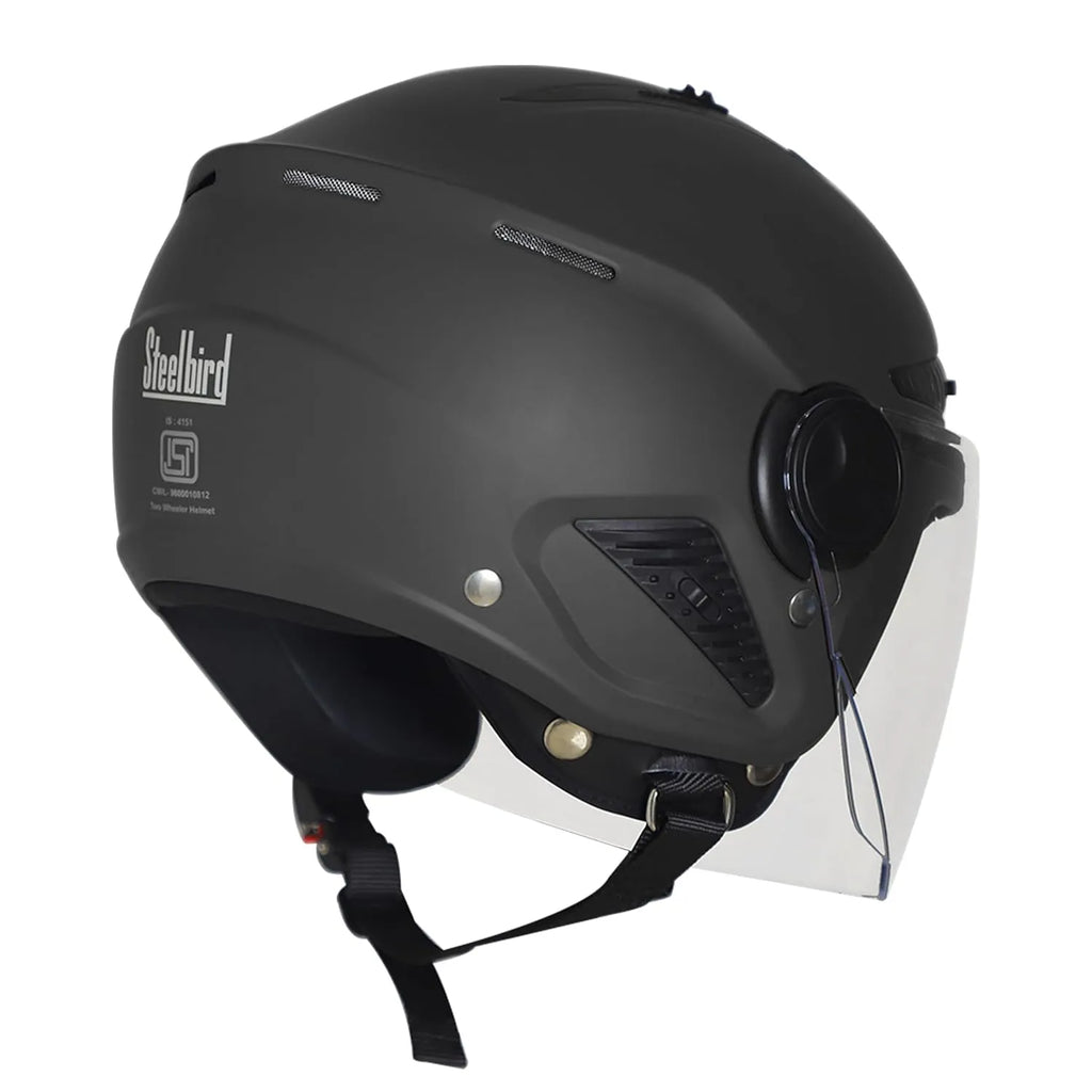 STEELBIRD Sbh 24 Axe Glossy Black 600Mm C Half Face Helmet