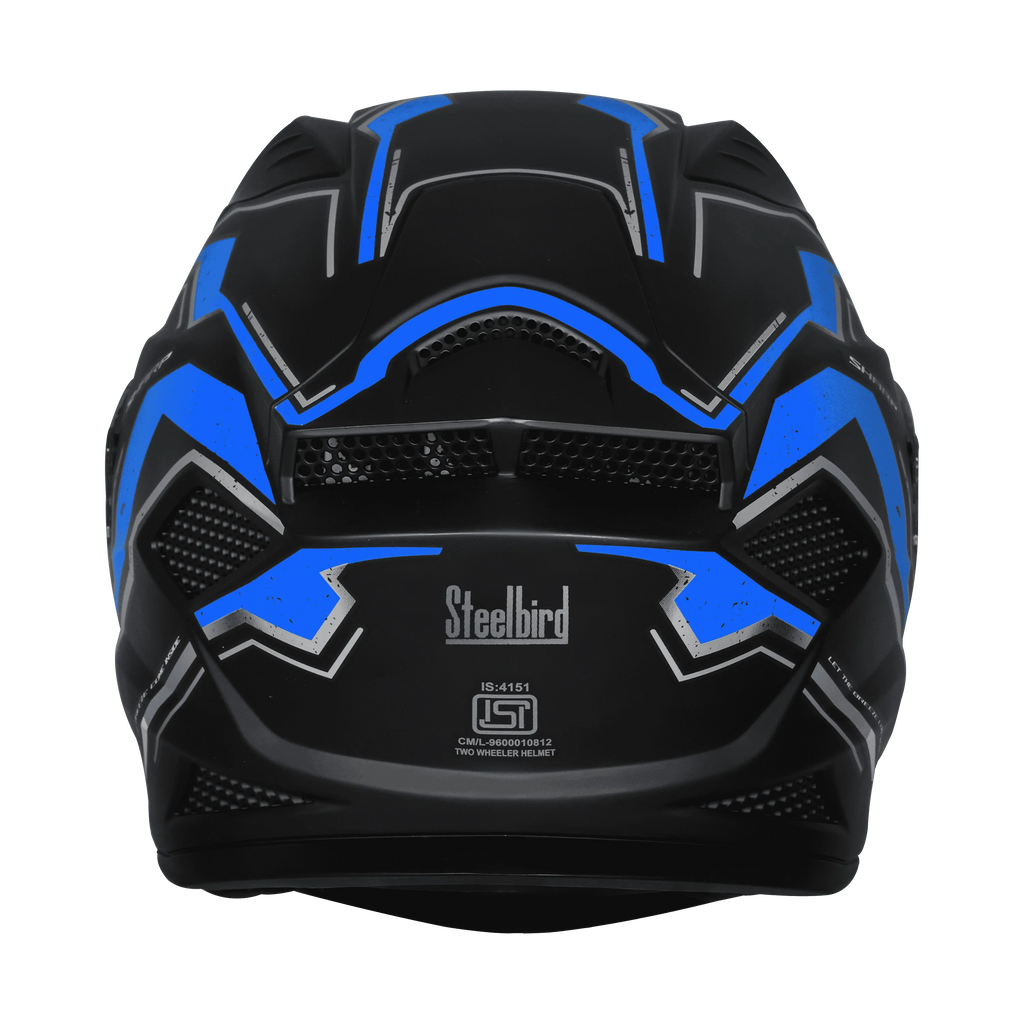 STEELBIRD Sbh 25 Sharp Black Blue Full Face Helmet
