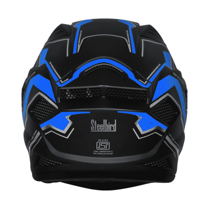 STEELBIRD Sbh 25 Sharp Black Blue Full Face Helmet