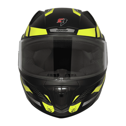 STEELBIRD Sbh 25 Sharp Glsy Black Neon Full Face Helmet