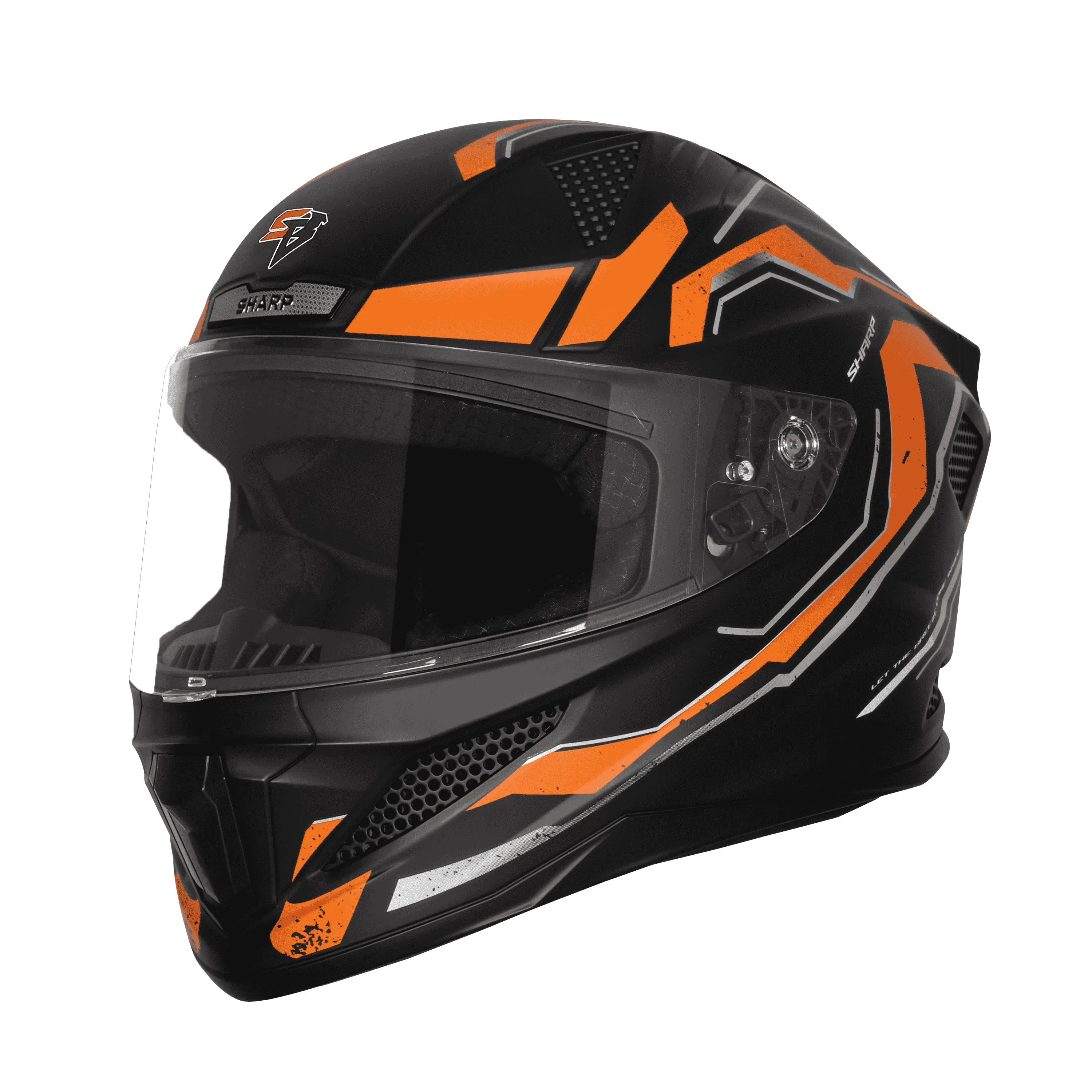 STEELBIRD Sbh 25 Sharp Glsy Black Orange Full Face Helmet