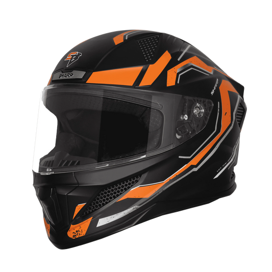 STEELBIRD Sbh 25 Sharp Glsy Black Orange Full Face Helmet