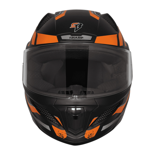 STEELBIRD Sbh 25 Sharp Glsy Black Orange Full Face Helmet