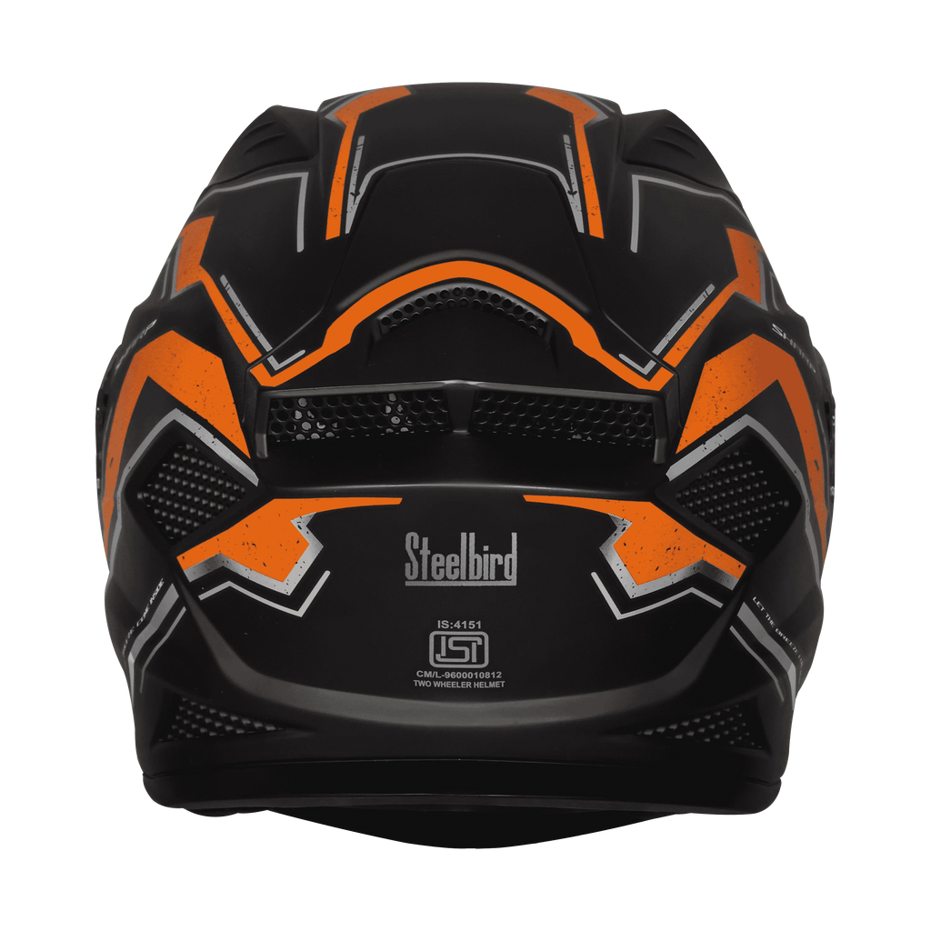 STEELBIRD Sbh 25 Sharp Glsy Black Orange Full Face Helmet