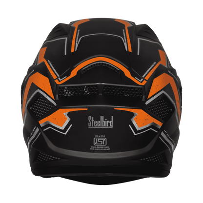 STEELBIRD Sbh 25 Sharp Glsy Black Orange Full Face Helmet