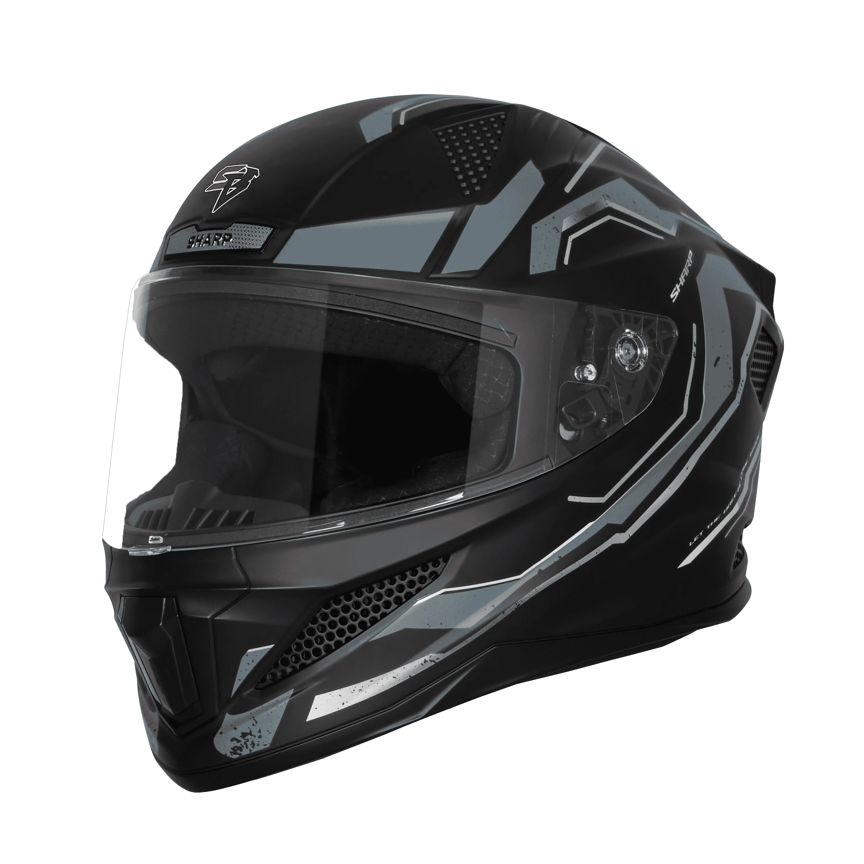 STEELBIRD Sbh 25 Sharp Spirt Black Grey Full Face Helmet