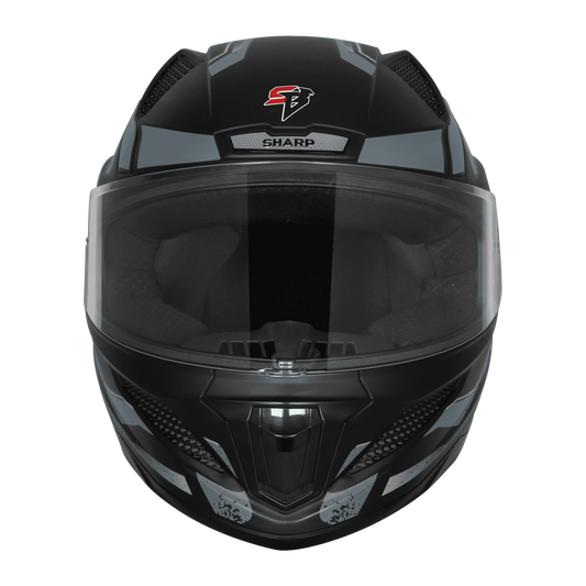 STEELBIRD Sbh 25 Sharp Spirt Black Grey Full Face Helmet