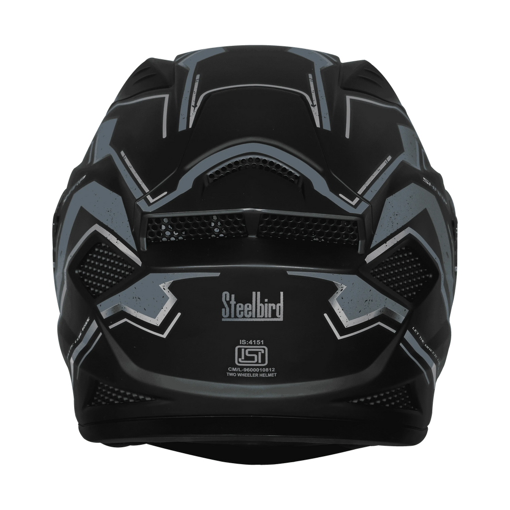 STEELBIRD Sbh 25 Sharp Spirt Black Grey Full Face Helmet