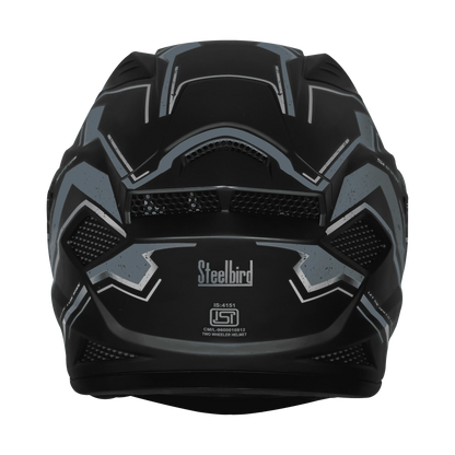 STEELBIRD Sbh 25 Sharp Spirt Black Grey Full Face Helmet