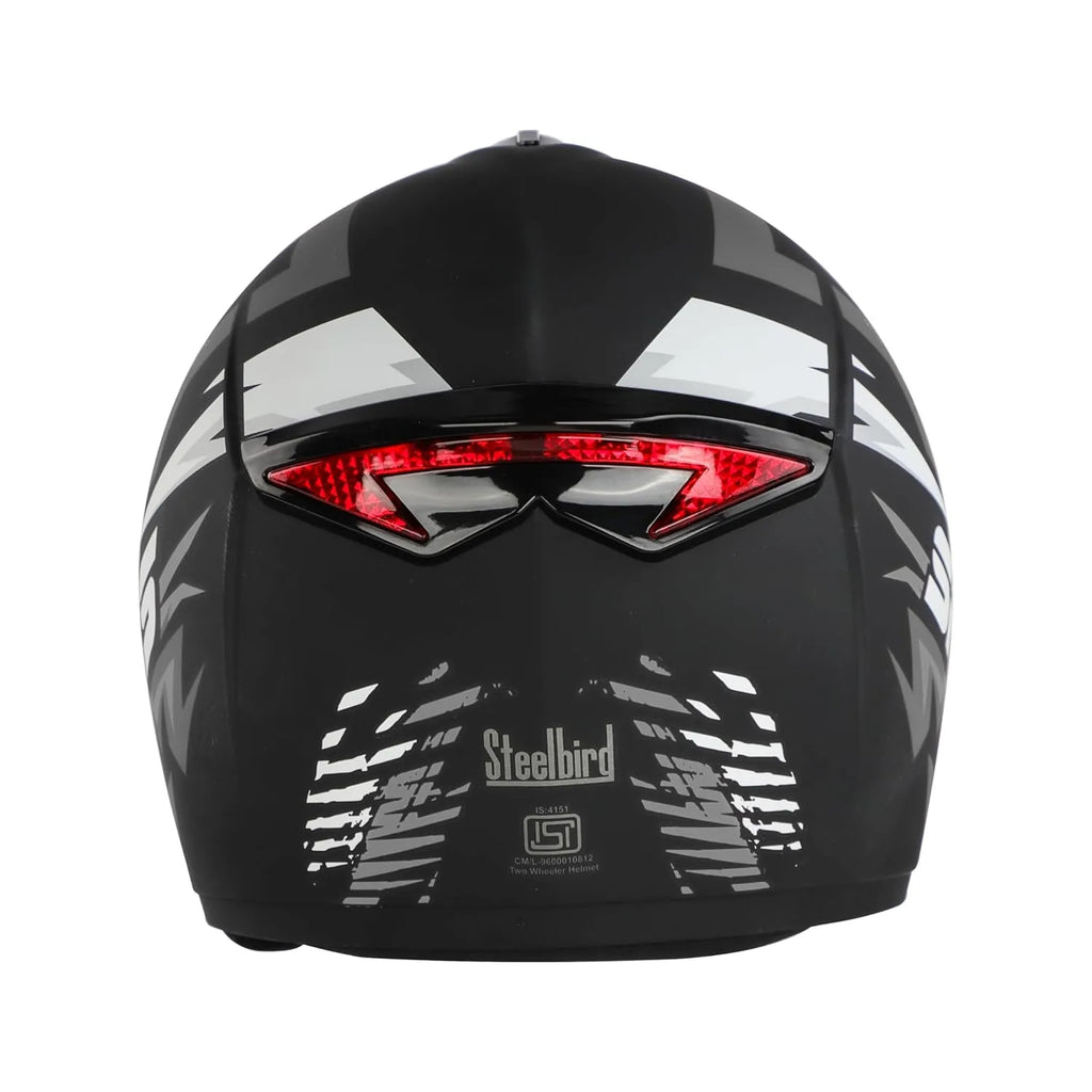 STEELBIRD Sbh 34 Iss R Sports Glsy Black Grey Full Face Helmet