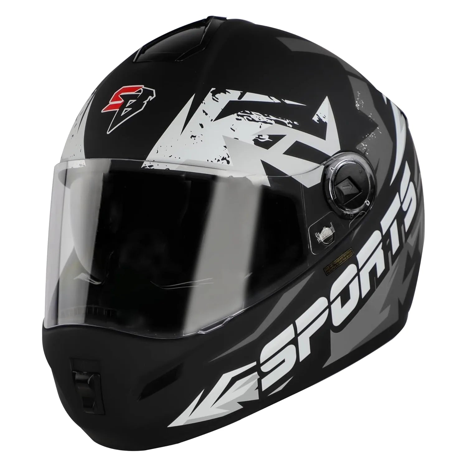STEELBIRD Sbh 34 Iss R Sports Glsy Black Grey Full Face Helmet
