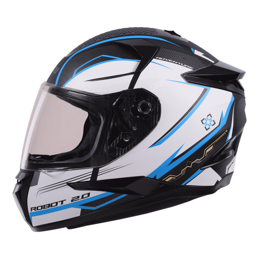 STEELBIRD Sbh 35 Robot Black Blue Full Face Helmet