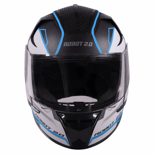 STEELBIRD Sbh 35 Robot Black Blue Full Face Helmet
