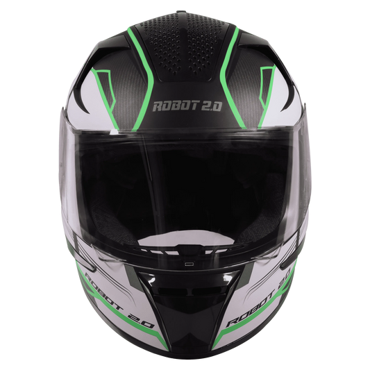 STEELBIRD Sbh 35 Robot Black Green Full Face Helmet