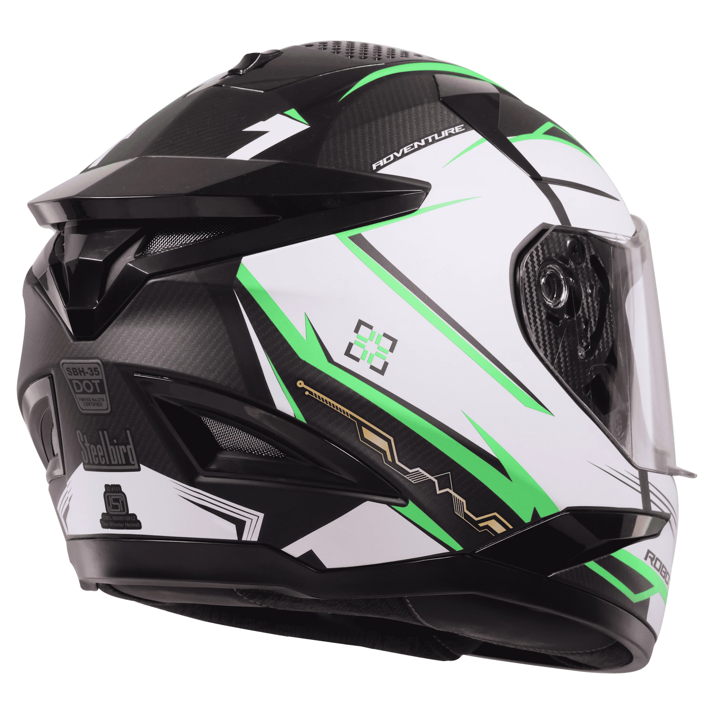 STEELBIRD Sbh 35 Robot Black Green Full Face Helmet